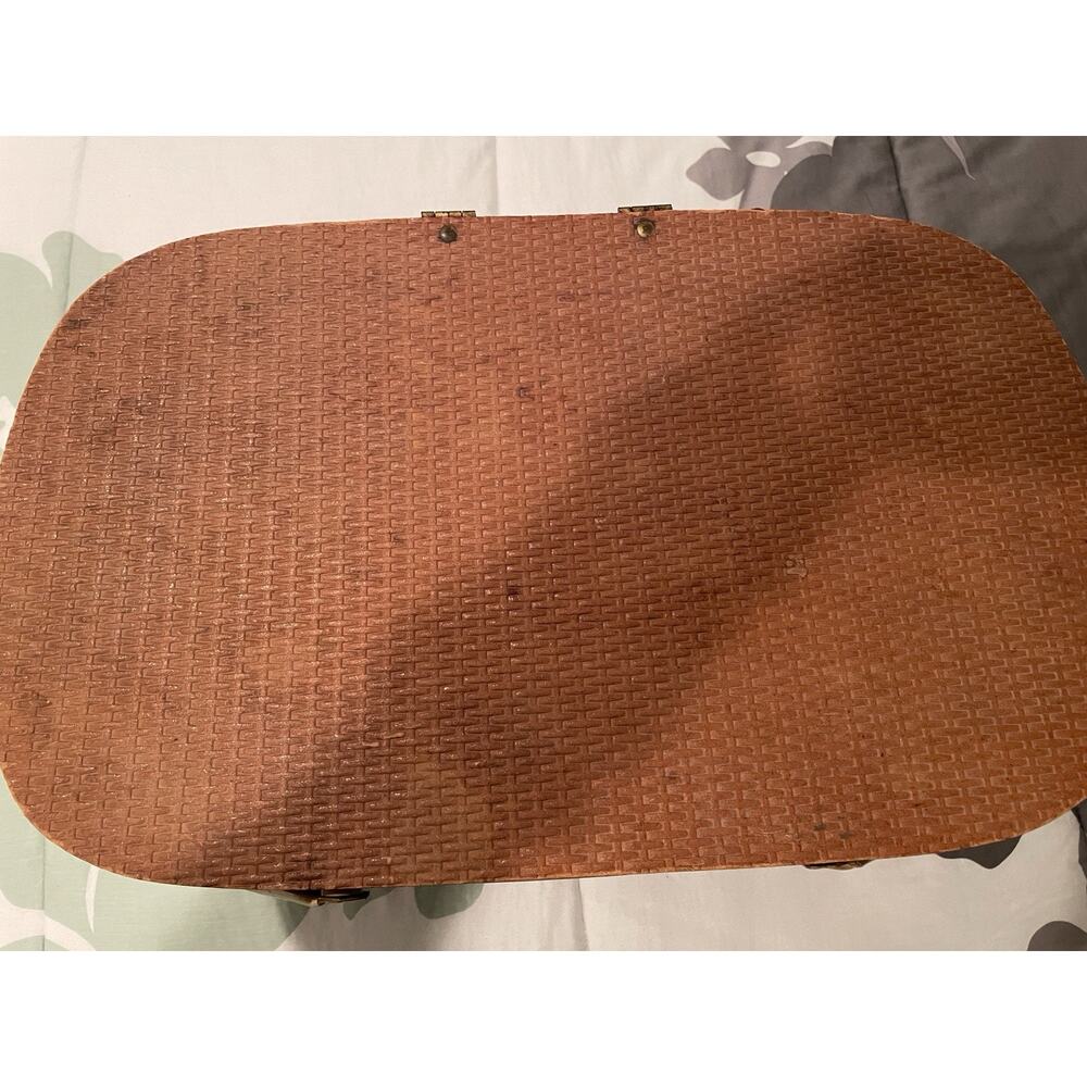 Vintage Hawkeye Burlington Woven Picnic Basket retro 50’s Display Made In USA - Picture 3 of 9